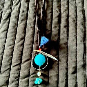Greek designer necklace with turquoise stone